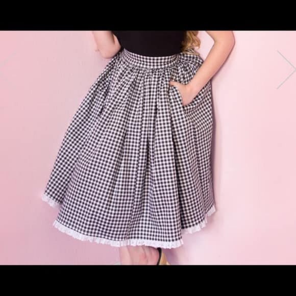 vixen by micheline pitt Dresses & Skirts - SOLD Vixen by Micheline Pitt Black Gingham Skirt